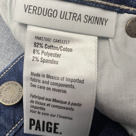 Paige Jeans Women 28 Blue Ultra Skinny Stretch Mildly Distressed Whiskering - Picture 9 of 15